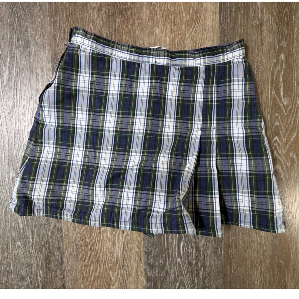 Becky Thatcher Skort Girls 8.5 Green Blue Plaid Pleated Uniform Wrap Skirt 5872 - Picture 6 of 7